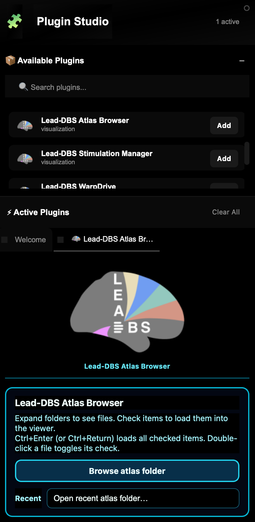 Plugin Studio panel